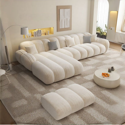 JOY HOME Wood Beige Sectional Sofa for Modern Homes