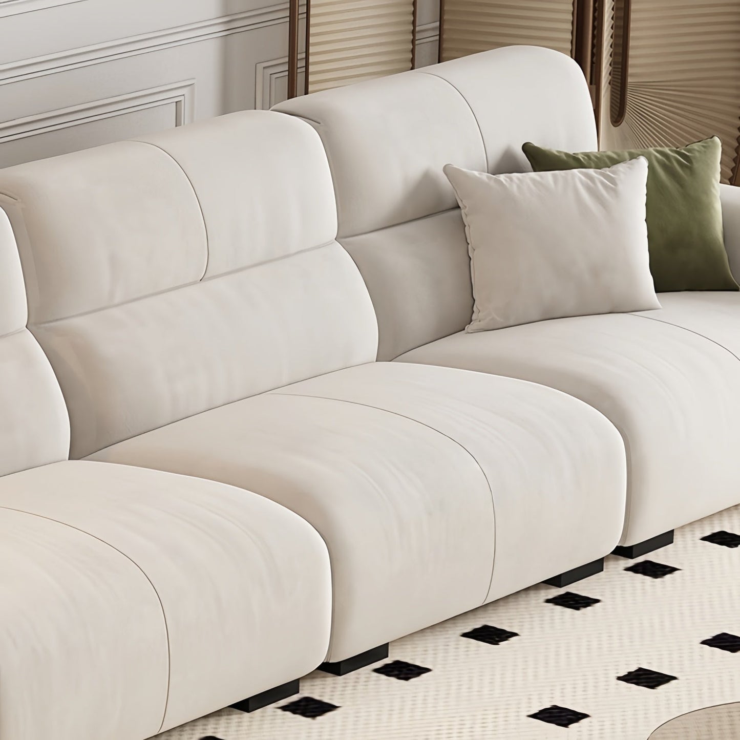 JOY HOME Wood Beige Sectional Sofa for Modern Homes