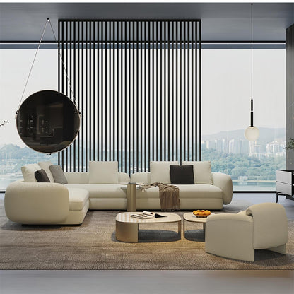 Overstuffed L-Shape Fleece Sofa | Extra-Deep Seating for Large Families