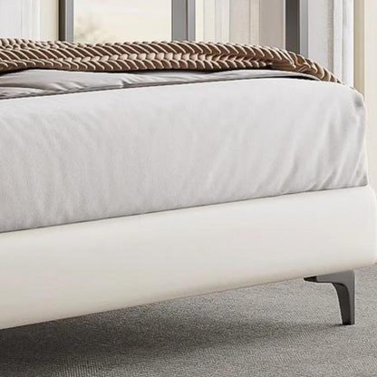 Leather Wrapped Bed Frame | Premium Beige with Memory Foam Support
