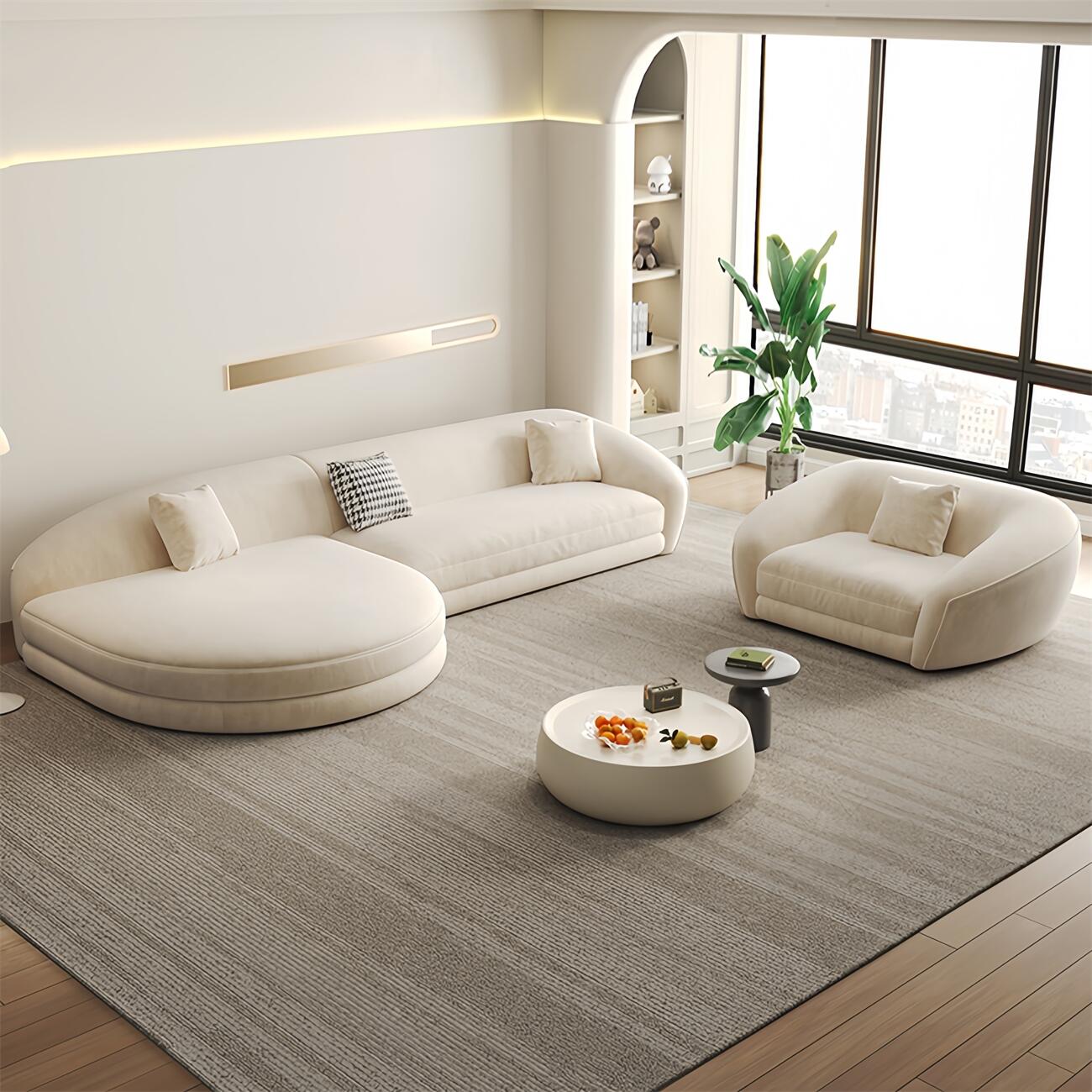 JOY Home Fleece Fabric Overstuffed Multifunction Sofa set for Livingroom Office