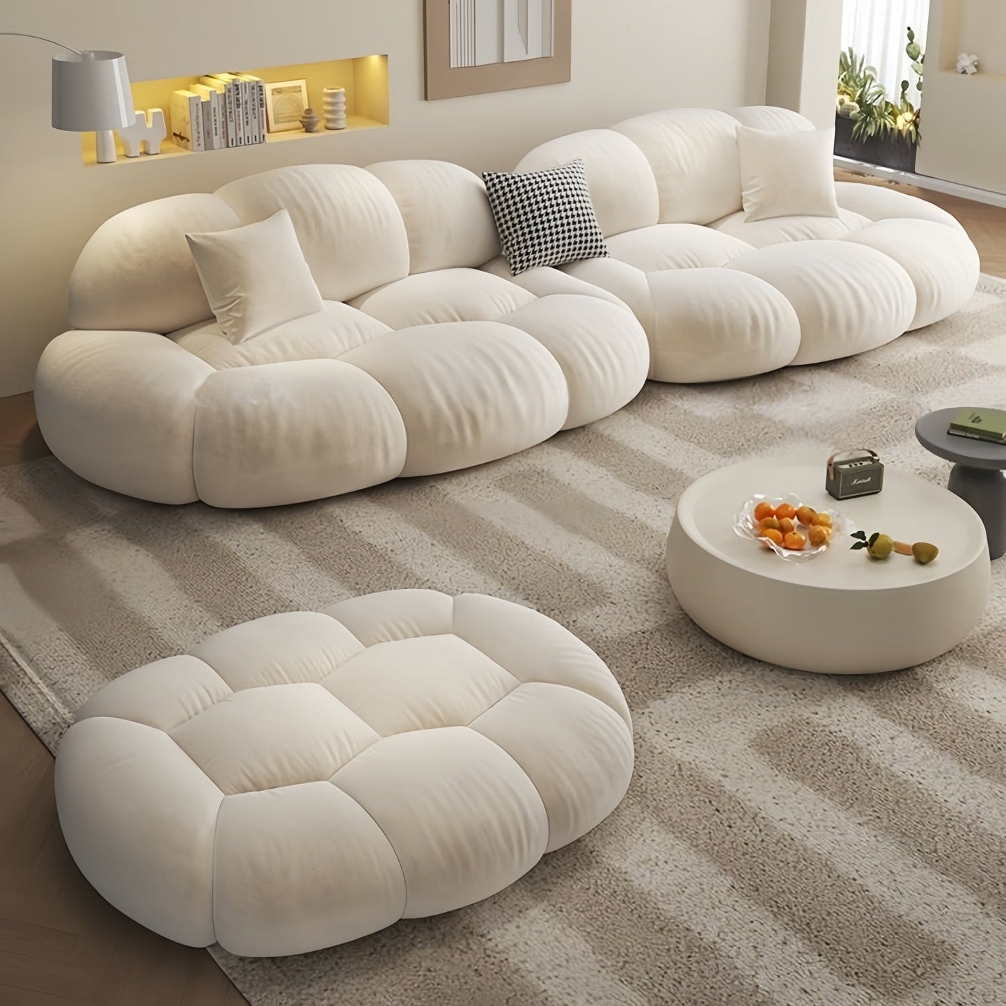 JOY HOME Wood Beige Cloud Sofa for Modern Homes