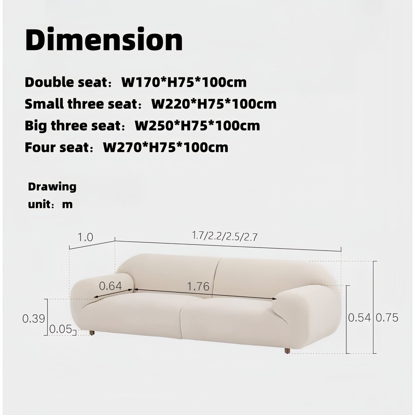 JOY Home Fleece Fabric Overstuffed Multifunction Cloud shaped Sofa Chair set for Livingroom Office