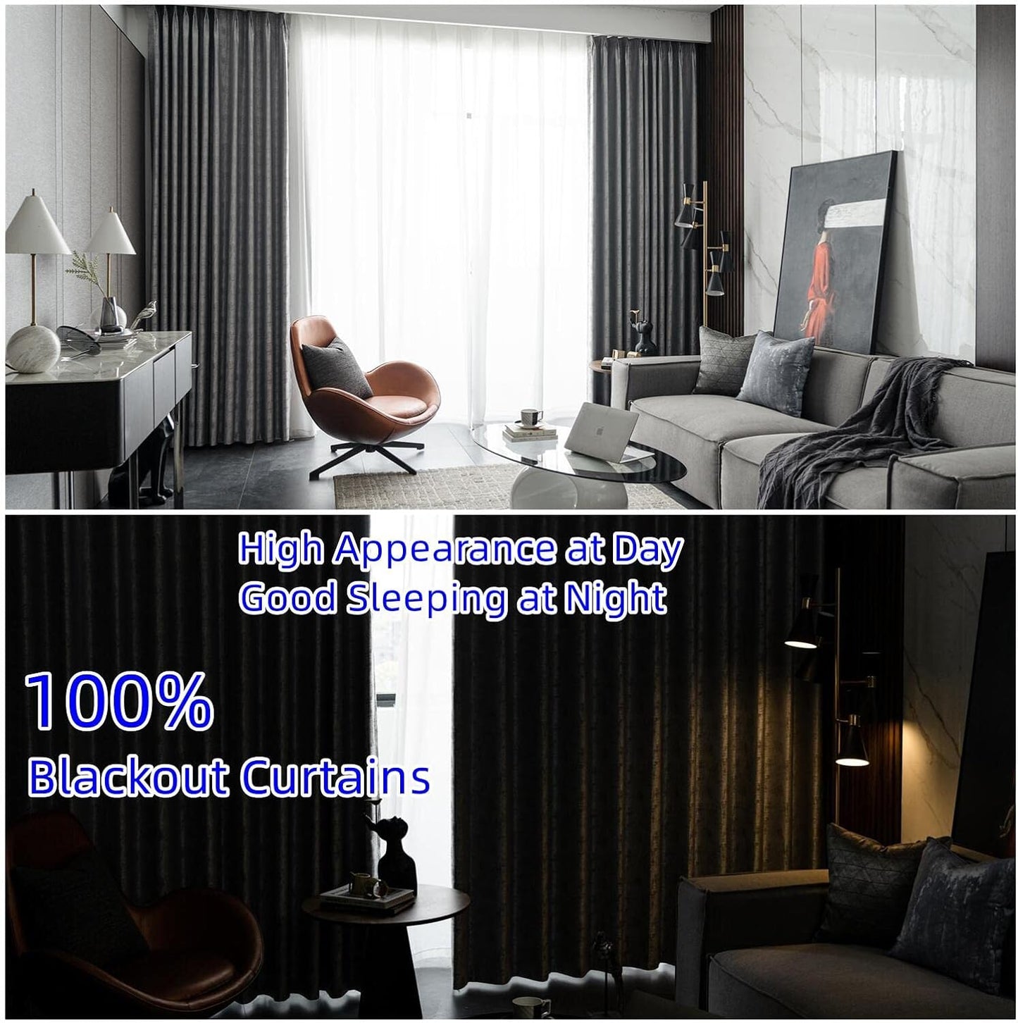 100% Blackout Curtains 2 Panels | Total Darkness & Privacy