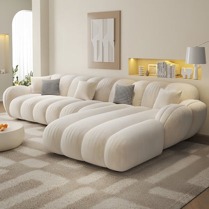 JOY HOME Wood Beige Sectional Sofa for Modern Homes
