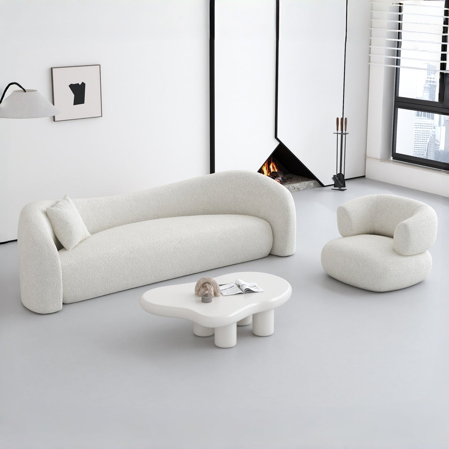 JOY HOME Wood White Cloud Sofa