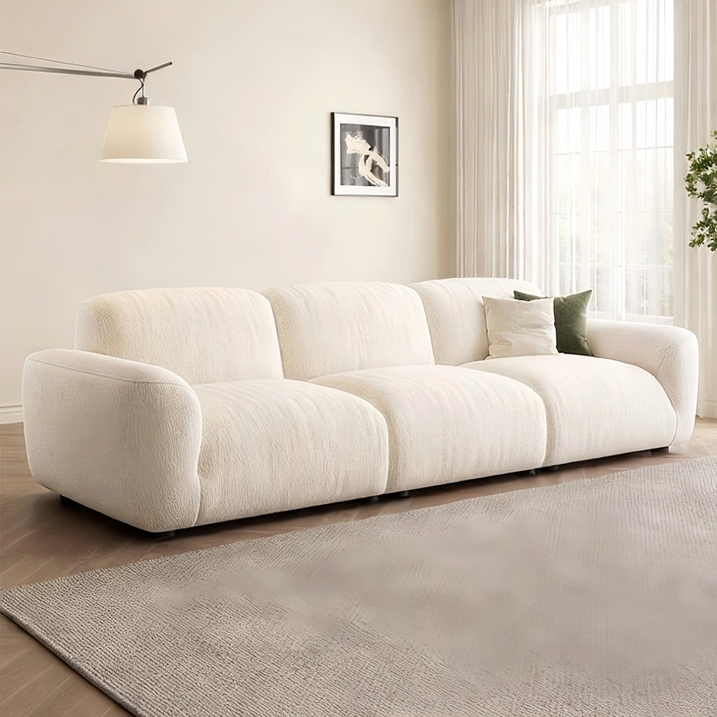 JOY HOME Wood White Cloud Sofa for Modern Homes