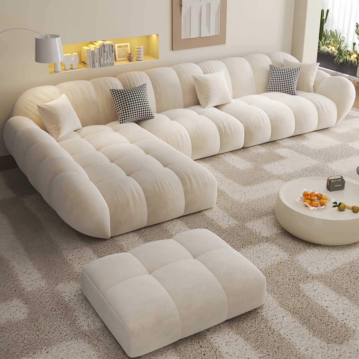 JOY Home Fleece Fabric Overstuffed Multifunction Sofa set for Livingroom Office