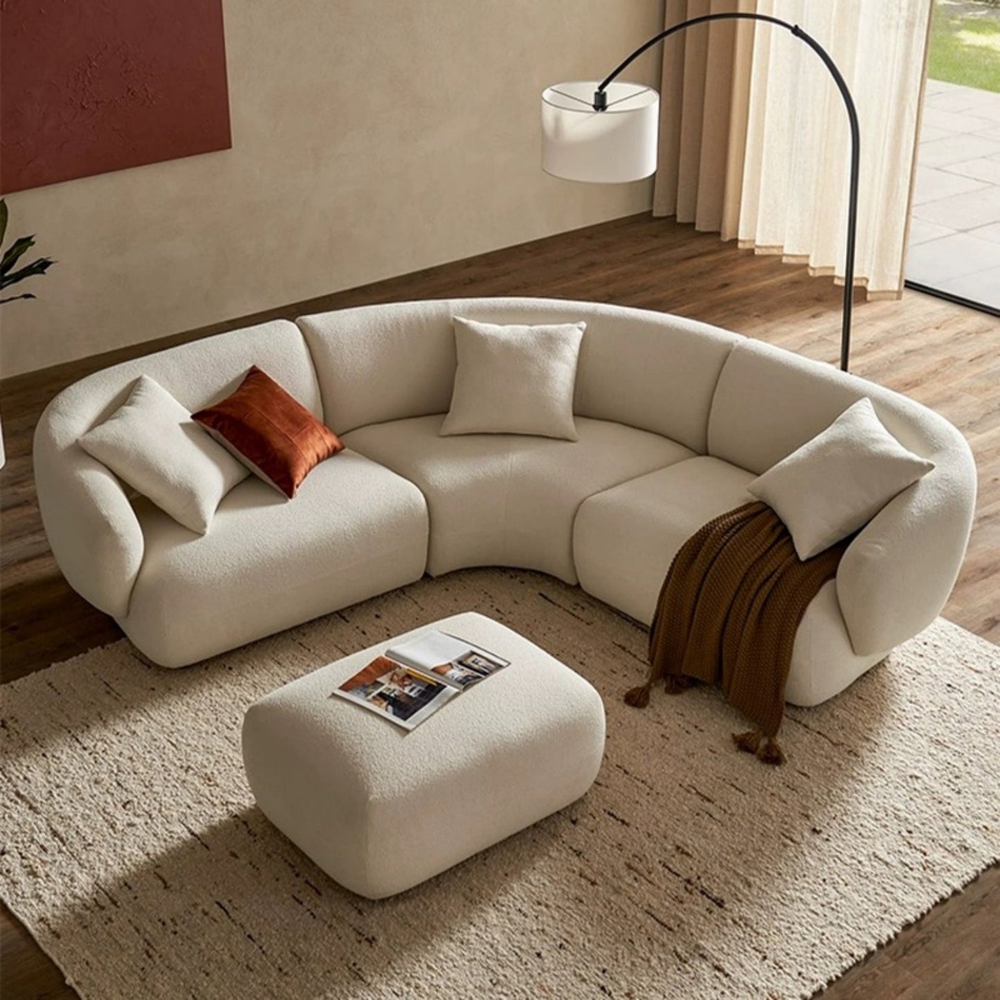 JOY HOME Wood White Modular Sofa for Modern Homes