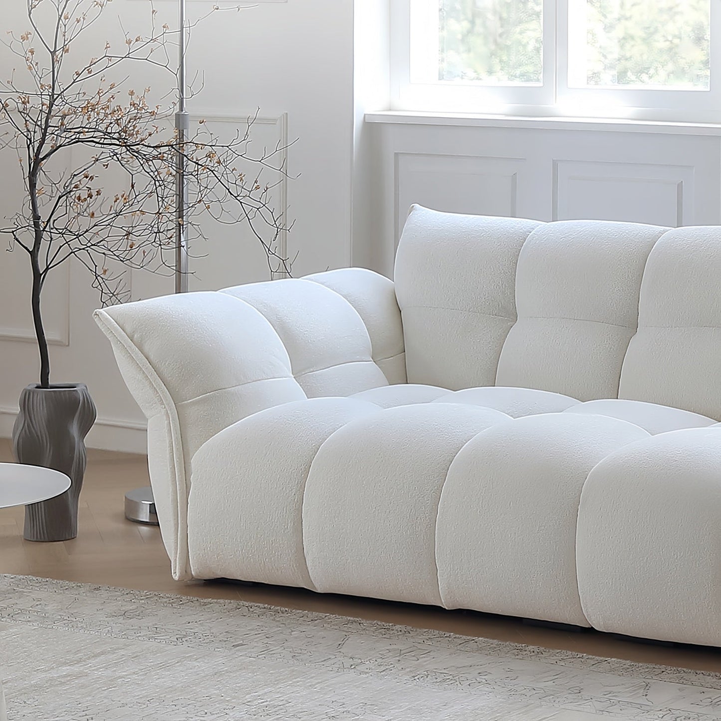 JOY HOME Wood White Cloud Sofa for Modern Homes