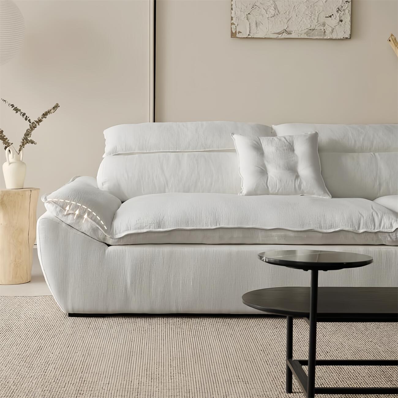 JOY Home Light Luxury Linen Cotton  Fabric Cloud Shaped Sofa set for Livingroom