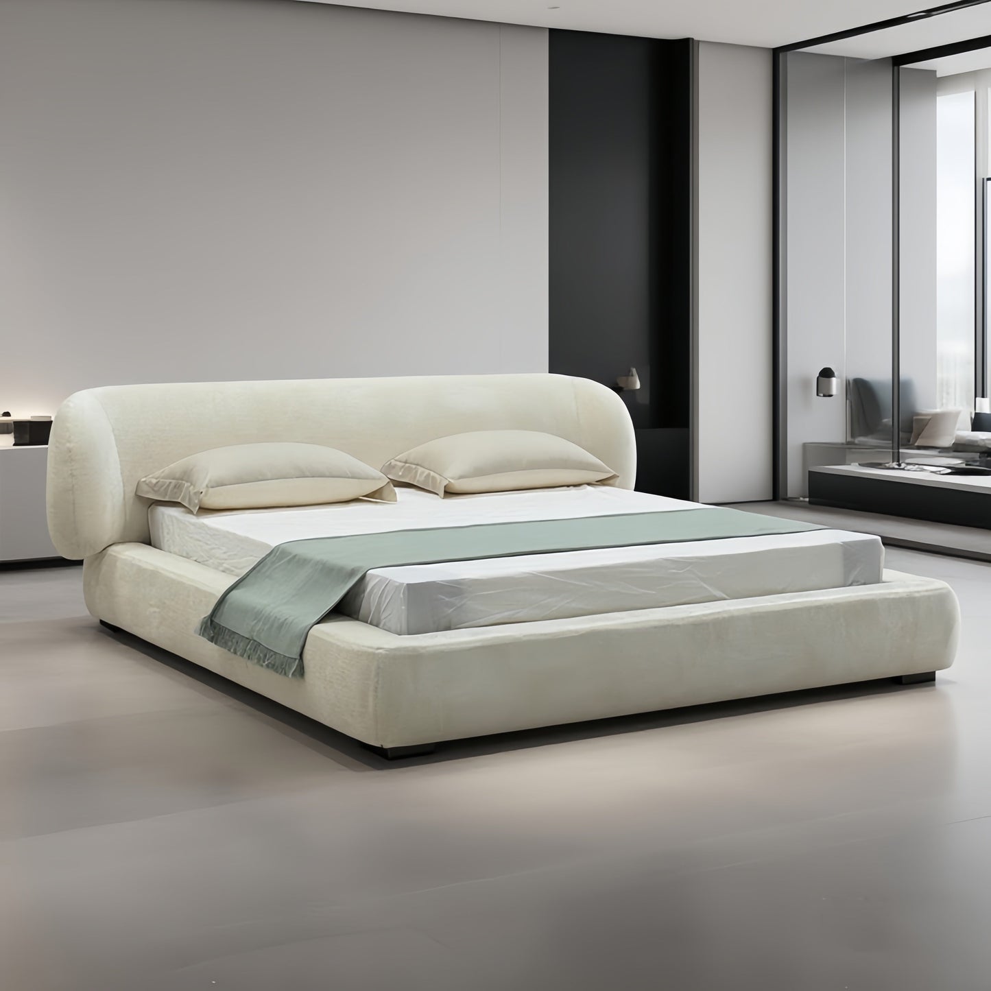 JOY HOME Linen Velvet Wood Mattress for Modern Homes