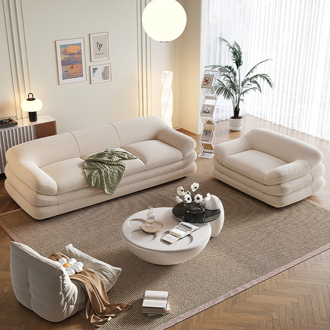 JOY Home Light Luxury Fabric Cloud Shaped Sofa set for Livingroom