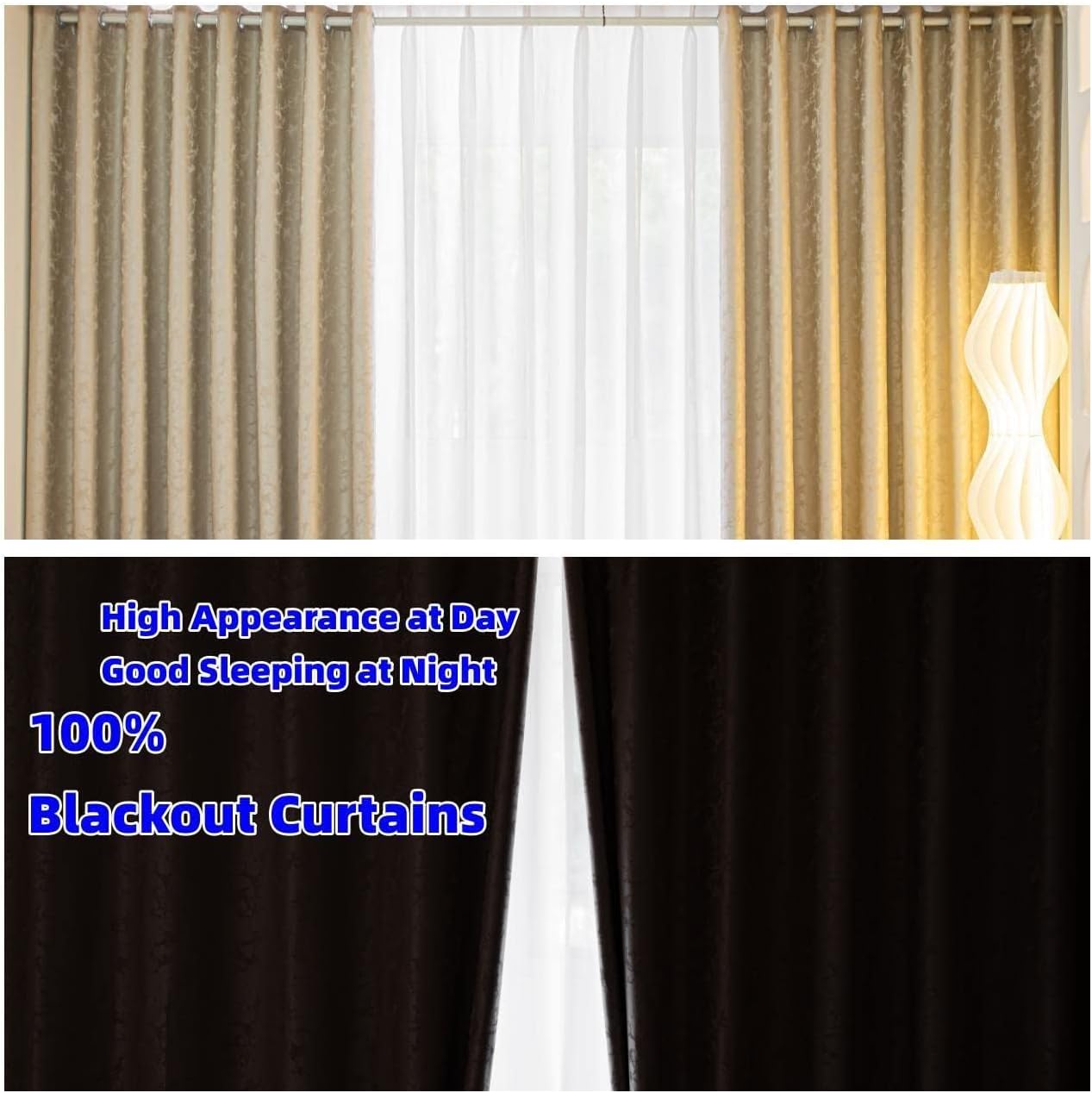 100% Blackout Curtains 2 Panels | Thermal Insulated for Bedroom