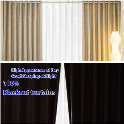 100% Blackout Curtains 2 Panels | Thermal Insulated for Bedroom