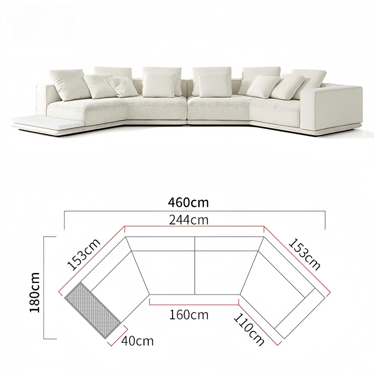 JOY Home Light Luxury Linen Cotton  Fabric Cloud Shaped Sofa set for Livingroom