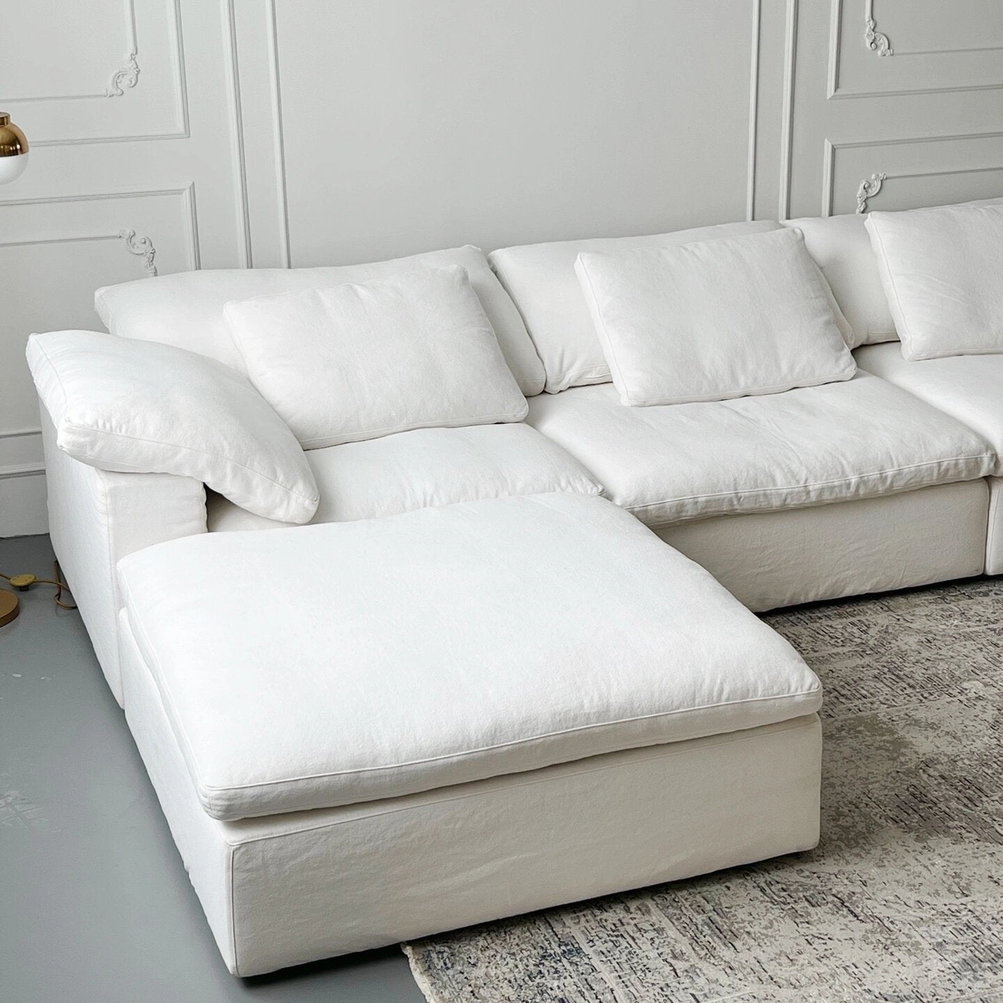 JOY Home Light Luxury Linen Cotton  Fabric Cloud Shaped Sofa set for Livingroom