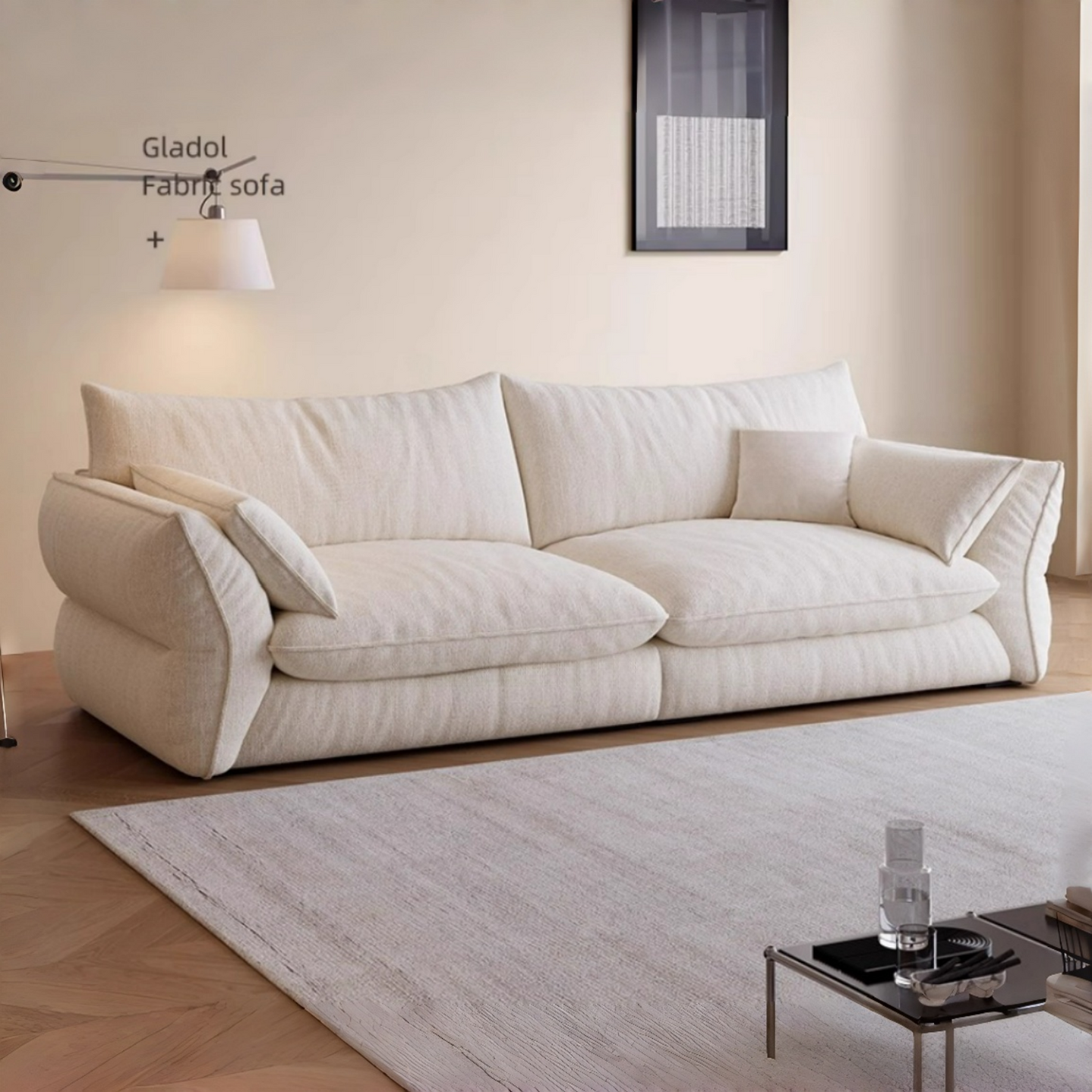 JOY HOME Wood White Cloud Sofa