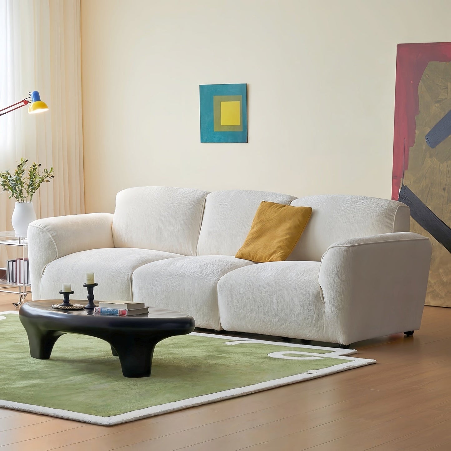 JOY HOME Wood White Cloud Sofa for Modern Homes