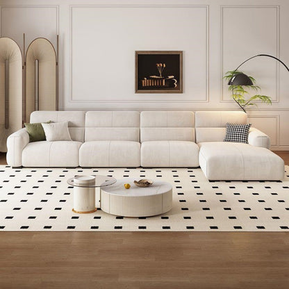 JOY HOME Wood Beige Sectional Sofa for Modern Homes
