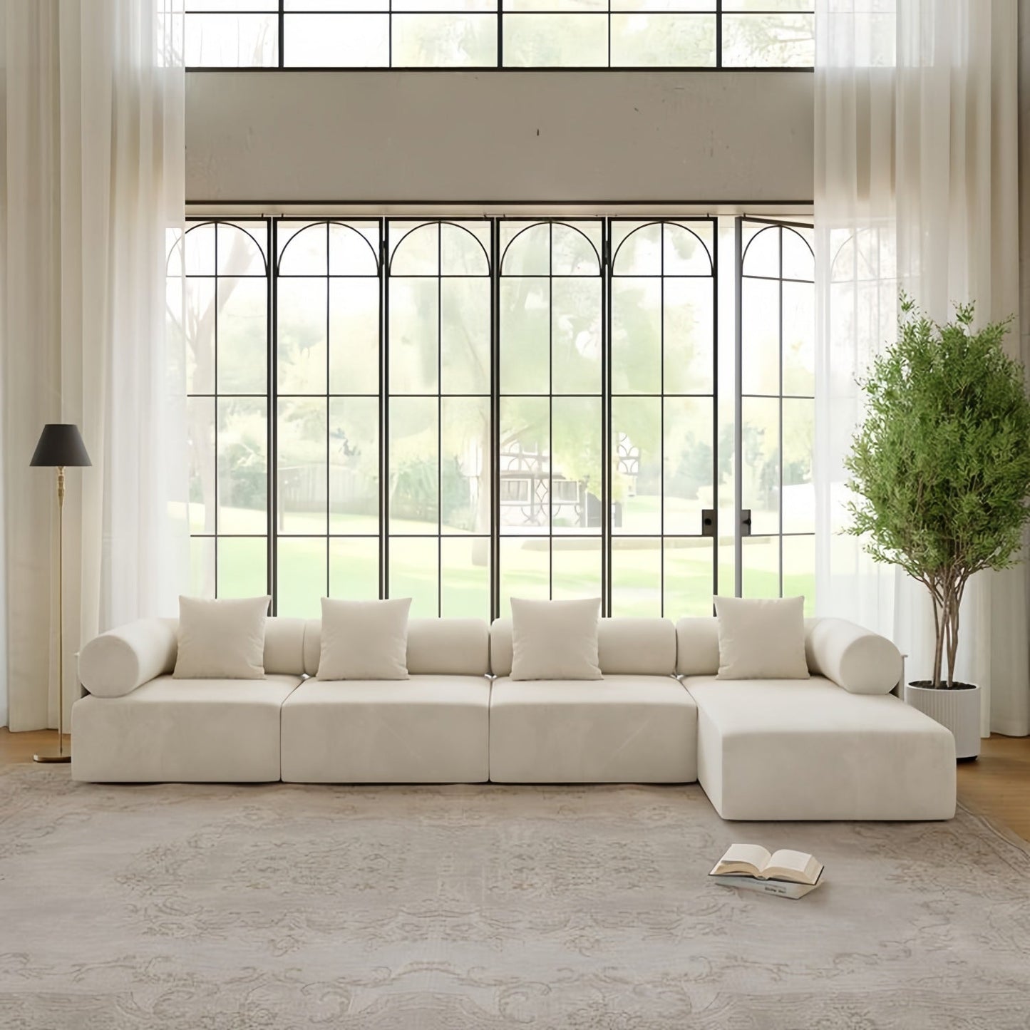 JOY HOME Sofa — Wood / White / Natural