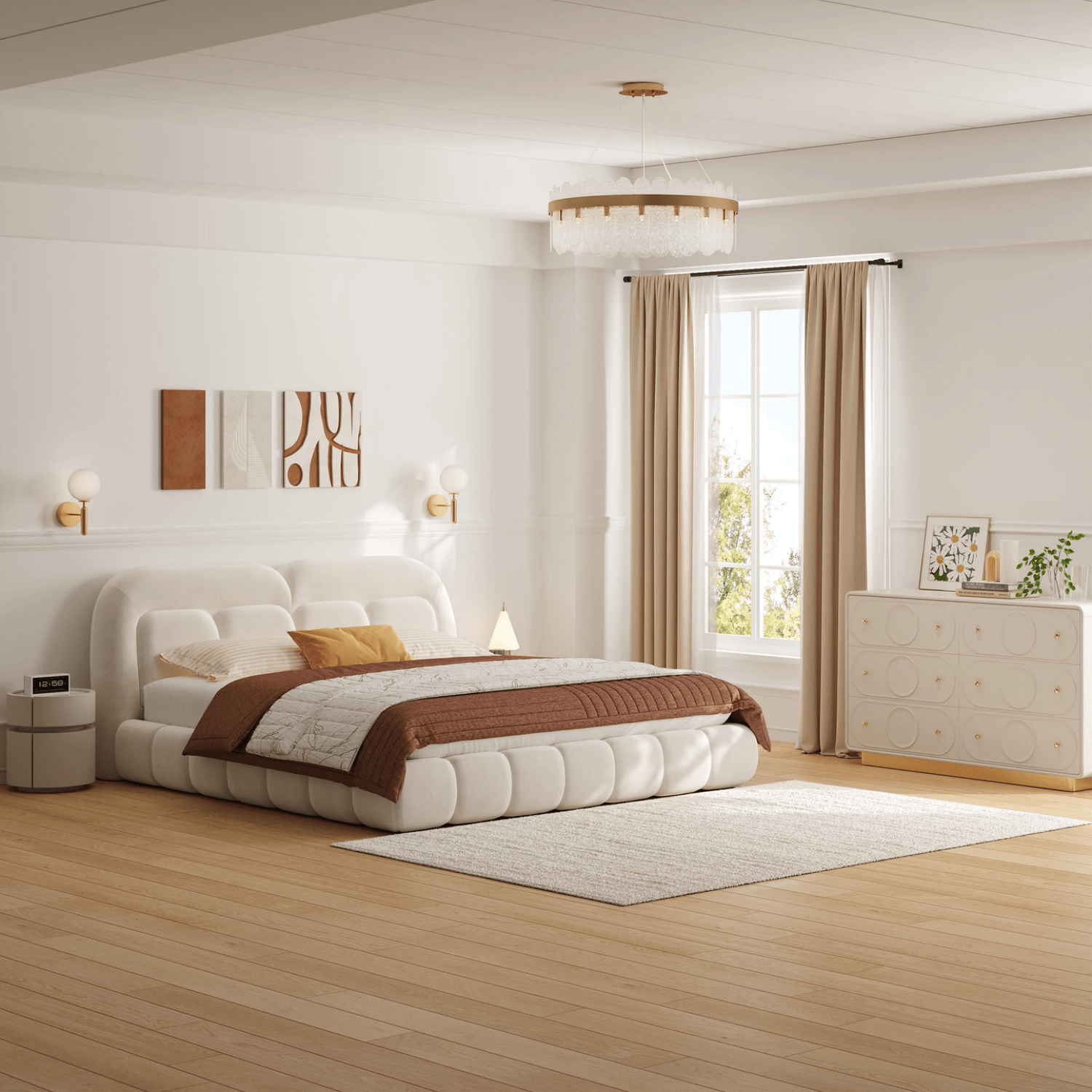 JOY HOME Bed: Bed Frame Modern Velvet King Queen Size for bedroom Without Mattress in Dubai sho