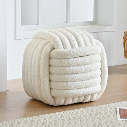 JOY HOME Chair: Plush Weaving Square Shaped Accent Stool for Living Room in Dubai showroom