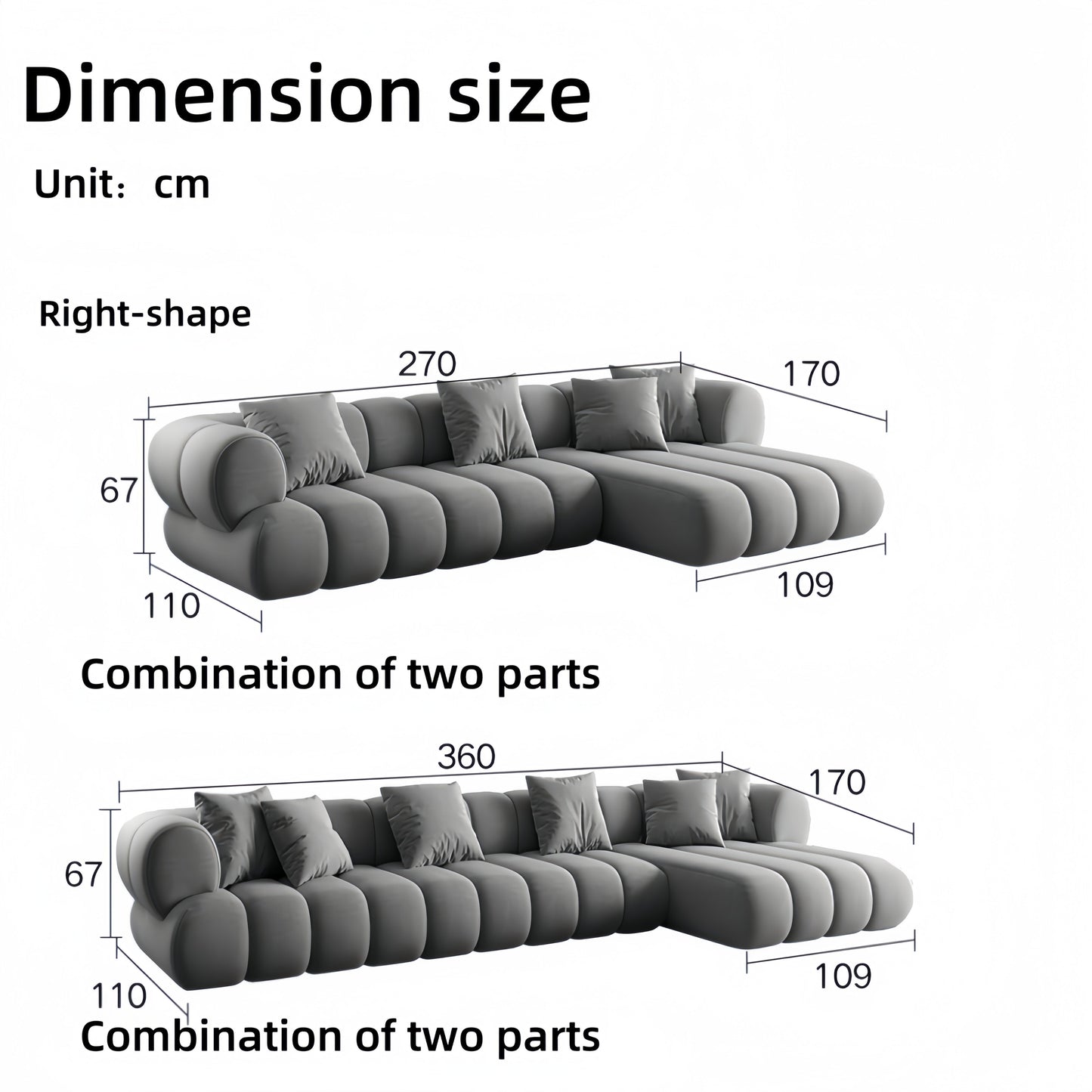 Multi-Color L-Shape Sectional Sofa | 4 Colors, 2.7m-3.6m Sizes
