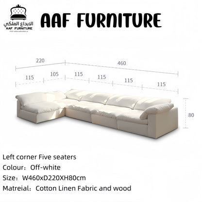 JOY Home Light Luxury Linen Cotton  Fabric Cloud Shaped Sofa set for Livingroom