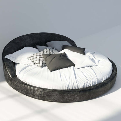 JOY HOME Bed Frame Modern Velvet King Queen Size for bedroom Without Mattress with pillows in soft fabric.