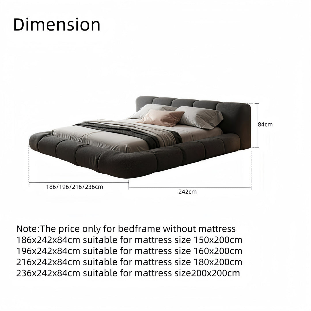 JOY Home Bed Frame Modern Velvet King Queen Size for bedroom Without Mattress