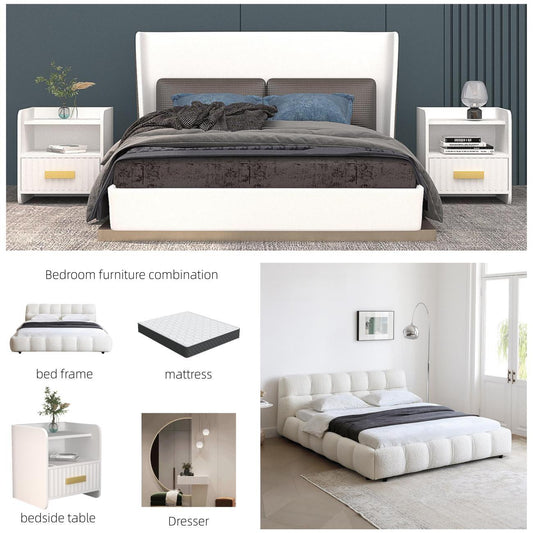 JOY HOME Bed: Bedroom Furniture Bed Frame with Mattress Bedside table Dresser in Dubai showroom