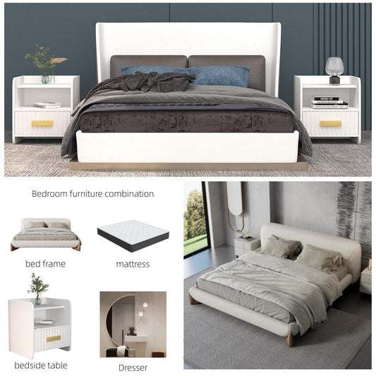 JOY HOME Bed: Bedroom Furniture Bed Frame with Mattress Bedside table Dresser in Dubai showroom