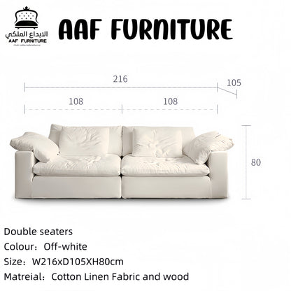 JOY Home Light Luxury Linen Cotton  Fabric Cloud Shaped Sofa set for Livingroom