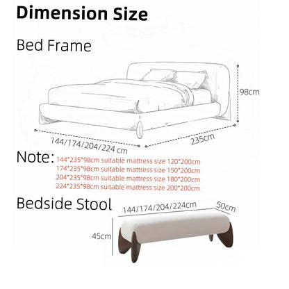 Fleece Fabric Upholstered Bed Frame | Soft-Touch Beige Design