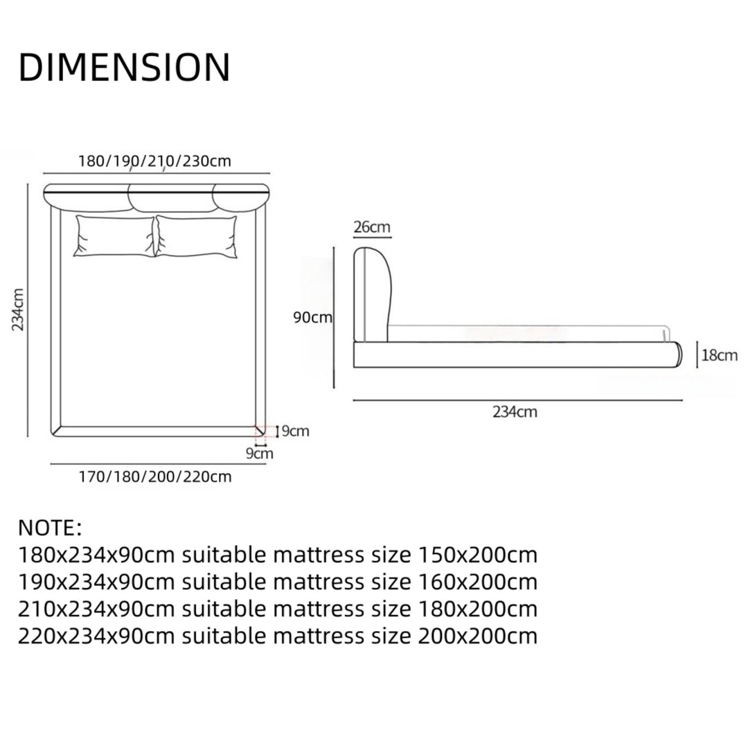 JOY Home Bed Frame Modern Velvet King Queen Size for bedroom Without Mattress
