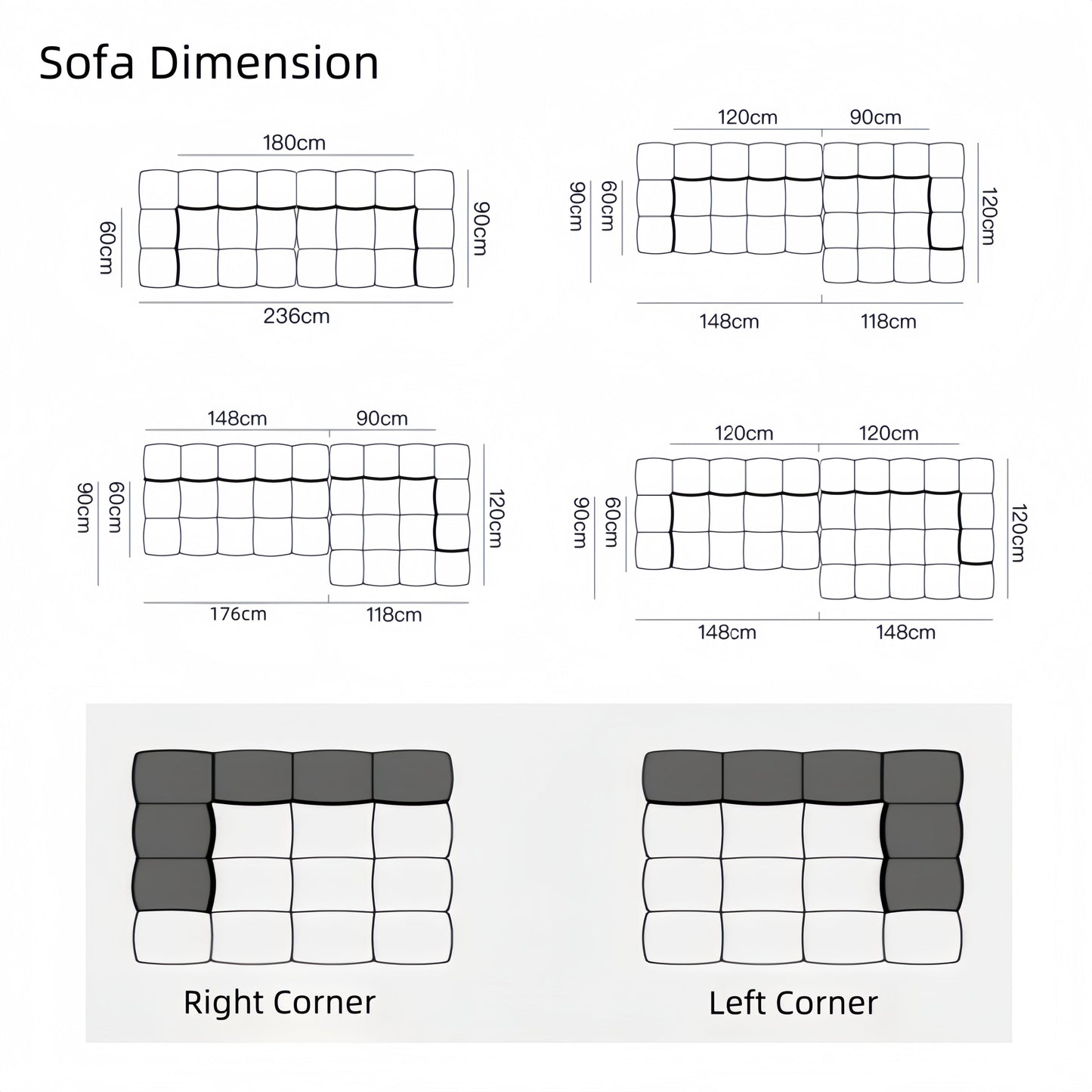 JOY Home Fleece Fabric Overstuffed Multifunction Cloud shaped Sofa Chair set for Livingroom Office