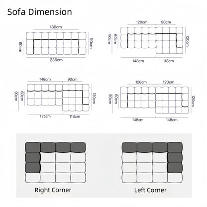 JOY Home Fleece Fabric Overstuffed Multifunction Cloud shaped Sofa Chair set for Livingroom Office